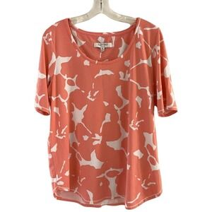 Ellen Tracy M Medium Women's Lounge Pullover Peach Scoop Neck Short Sleeve